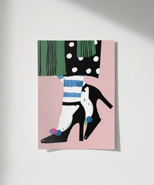 Çerçevesiz Poster Çizgi ve Puantiye Zarafeti ürün görseli