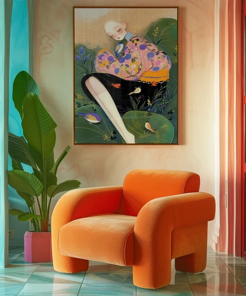 Çerçevesiz Poster Çiçekler ve Kuşlarla Bütünlük - Resim 5