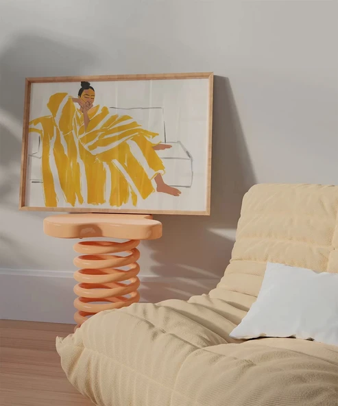 Çerçevesiz Poster Sarı Battaniyede Dinleniş - Resim 4