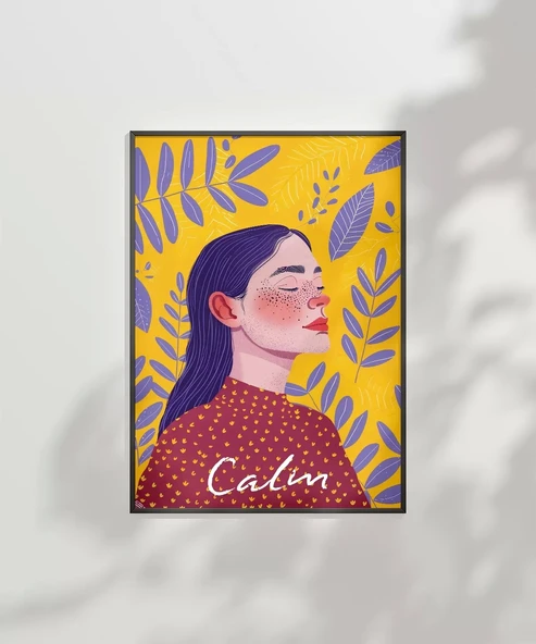 Çerçevesiz Poster Sarı Zeminli Meditasyon - Resim 6