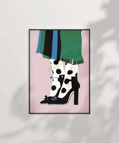 Çerçevesiz Poster Puantiye ve Topuk Zarafeti - Resim 7