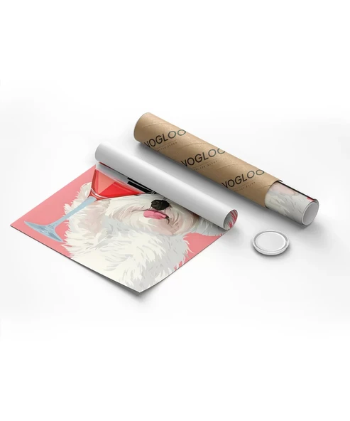 Çerçevesiz Poster Cool Köpek ve Kokteyl - Resim 8