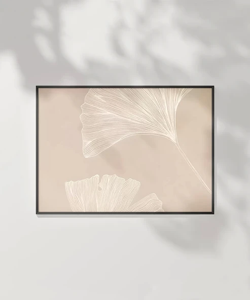 Çerçevesiz Poster Ginkgo Yaprağı Minimalist - Resim 6