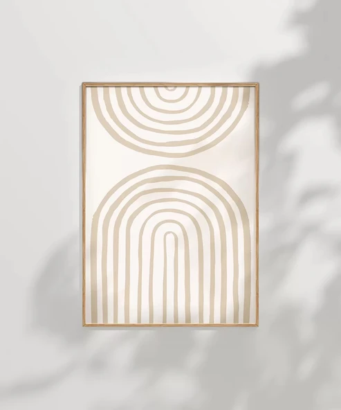 Çerçevesiz Poster Nötr Tonlarda Geometrik Desenli - Resim 7