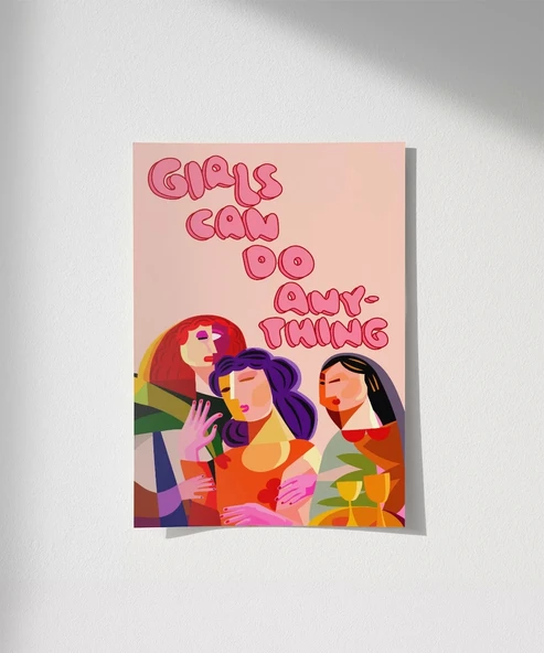 Çerçevesiz Poster Kız Çocukları Her Şeye Kadir ürün görseli