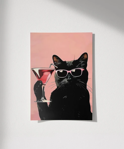 Çerçevesiz Poster Gözlük ve Kokteyl ürün görseli