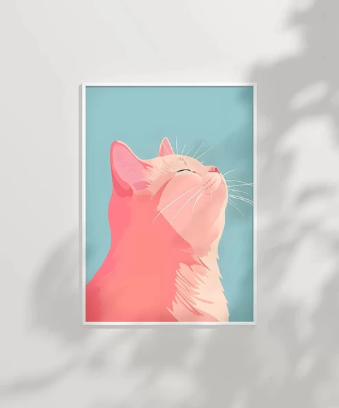 Çerçevesiz Poster Pastel Kedinin Zarafeti - Resim 2