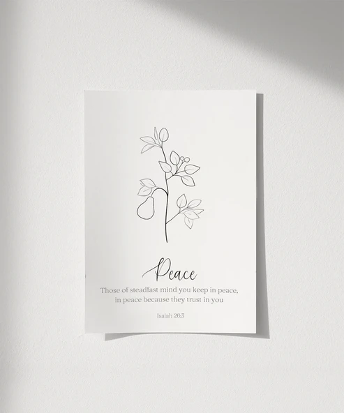 Çerçevesiz Poster El Çizimi Bitki Motifli Dekoratif