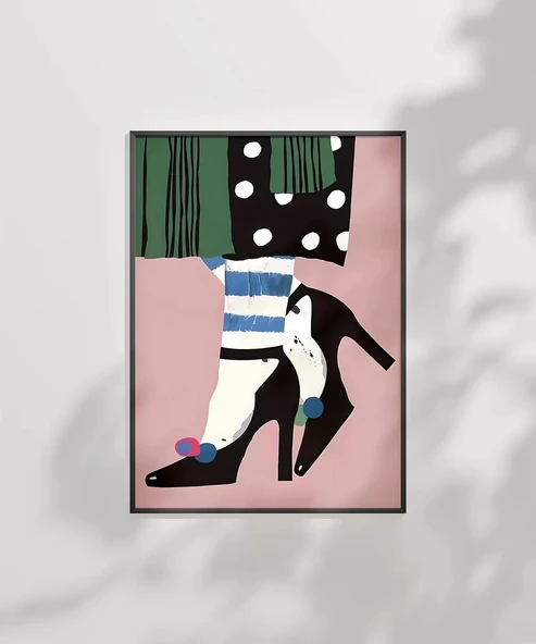 Çerçevesiz Poster Çizgi ve Puantiye Zarafeti - Resim 6