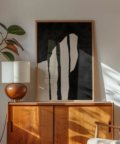 Çerçevesiz Poster Zebra Çizgileri İlhamlı Soyut Sanat - Resim 3