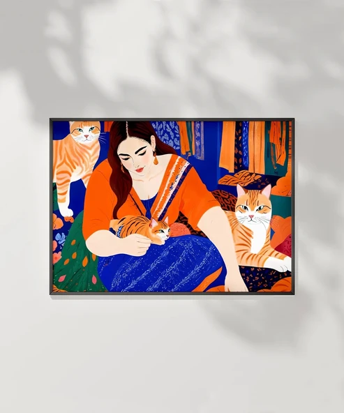 Çerçevesiz Poster Kedi Sevginin Sıcaklığı - Resim 7