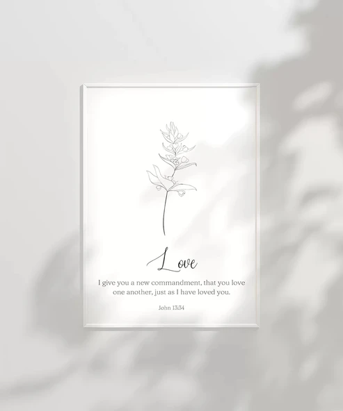 Çerçevesiz Poster El Çizimi Çiçek Motifli - Resim 2