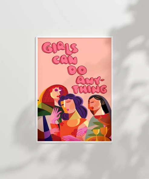 Çerçevesiz Poster Kız Çocukları Her Şeye Kadir - Resim 2