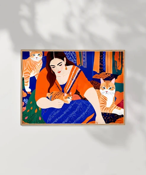 Çerçevesiz Poster Kedi Sevginin Sıcaklığı - Resim 6