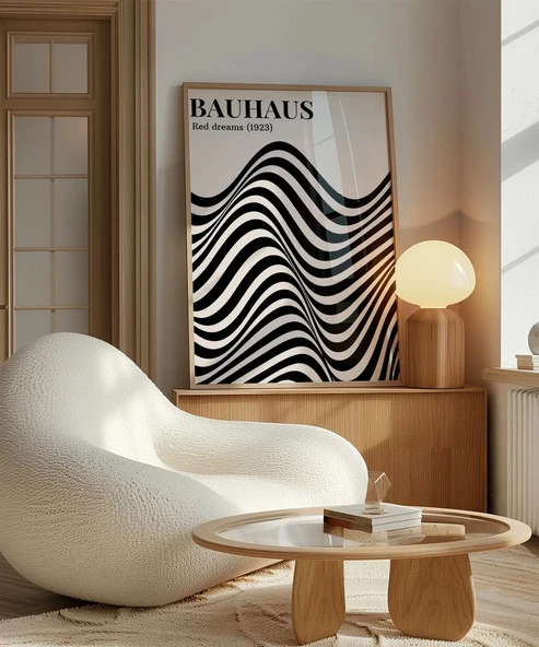 Çerçevesiz Poster Retro Bauhaus Tasarımı Grafik - Resim 6