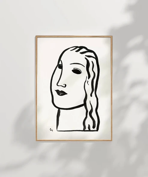 Çerçevesiz Poster El Çizimi Yüz Figürü Grafik - Resim 6