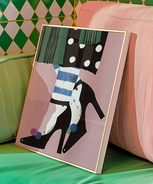 Çerçevesiz Poster Çizgi ve Puantiye Zarafeti - Resim 4