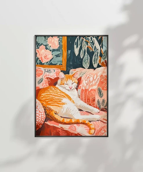 Çerçevesiz Poster Kedinin Gün Batımı Keyfi - Resim 6