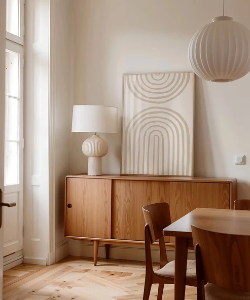 Çerçevesiz Poster Nötr Tonlarda Geometrik Desenli - Resim 5