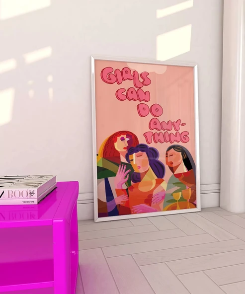 Çerçevesiz Poster Kız Çocukları Her Şeye Kadir - Resim 4