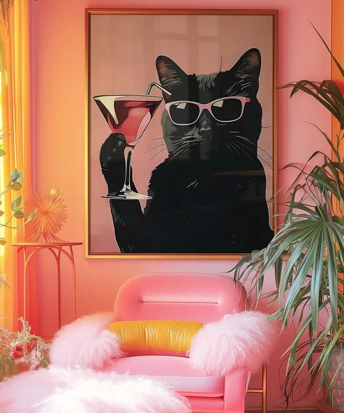 Çerçevesiz Poster Gözlük ve Kokteyl - Resim 4