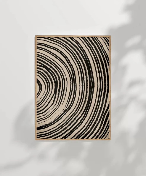 Çerçevesiz Poster Ağaç Kabuğu Halkası Desenli Minimalist - Resim 6