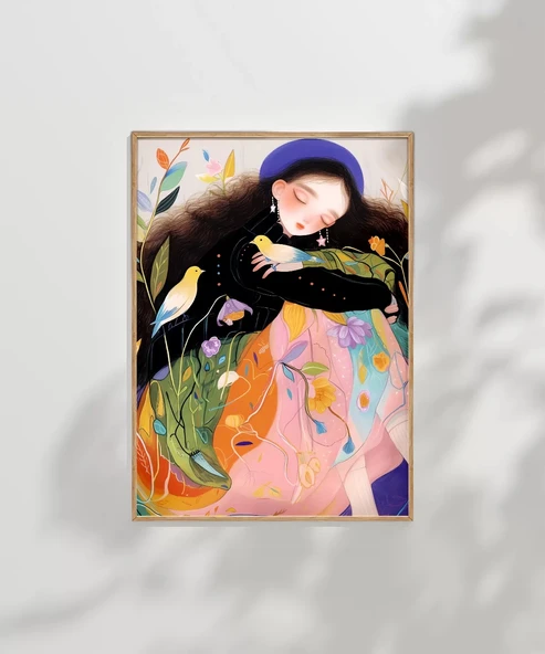 Çerçevesiz Poster Kuşlarla Bahar Hissi - Resim 6