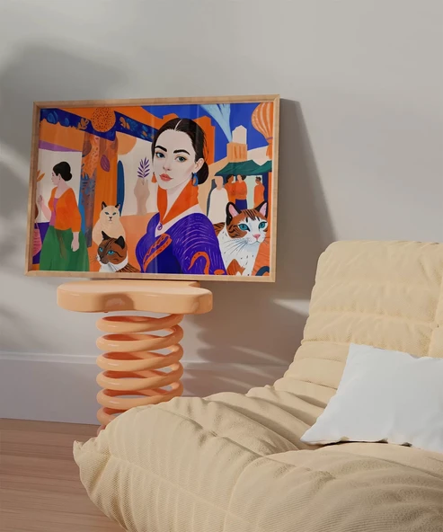 Çerçevesiz Poster Kedilerle Şehir Hikayesi - Resim 5