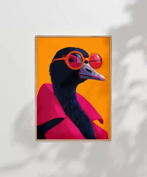 Çerçevesiz Poster Neon Şıklığı Devekuşu - Resim 7