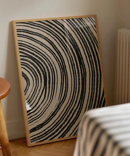 Çerçevesiz Poster Ağaç Kabuğu Halkası Desenli Minimalist - Resim 4