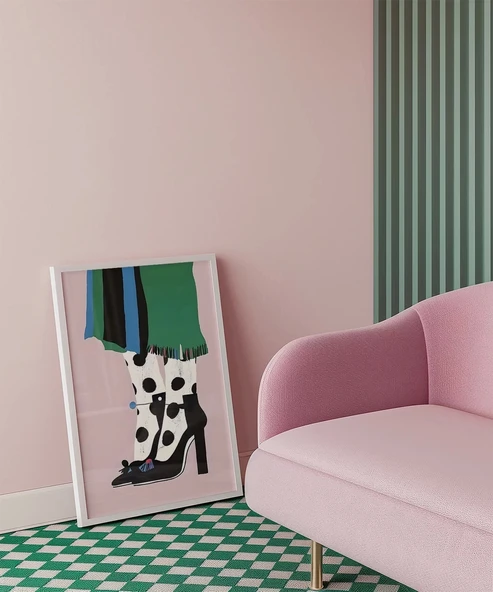 Çerçevesiz Poster Puantiye ve Topuk Zarafeti - Resim 4