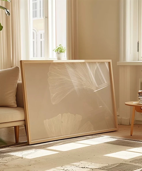 Çerçevesiz Poster Ginkgo Yaprağı Minimalist - Resim 5