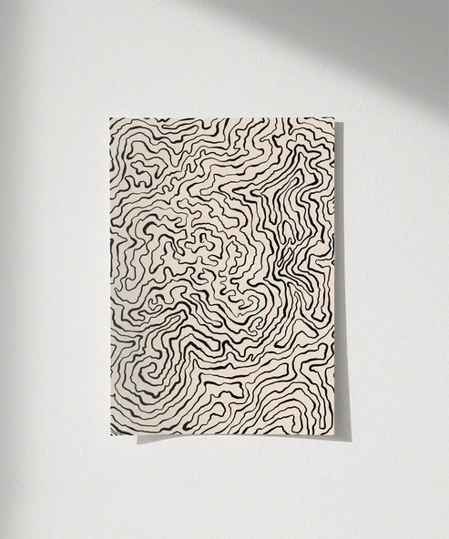 Çerçevesiz Poster Topografik Harita Görünümlü - 1