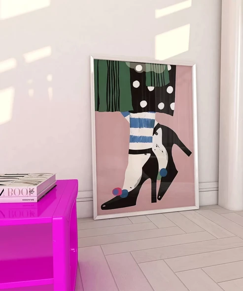 Çerçevesiz Poster Çizgi ve Puantiye Zarafeti - Resim 3