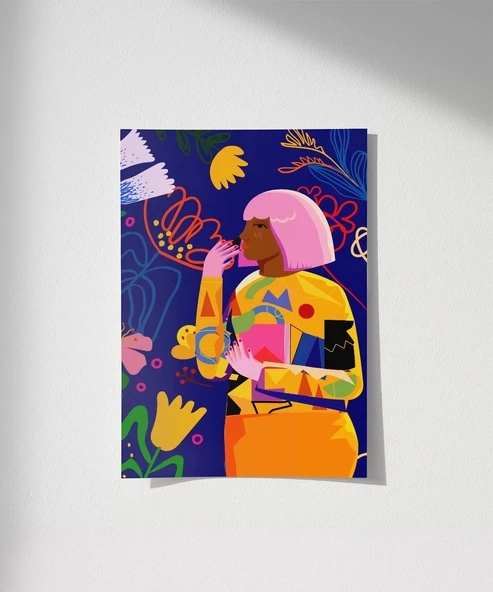 Çerçevesiz Poster Soyut Çiçek Baharı ürün görseli