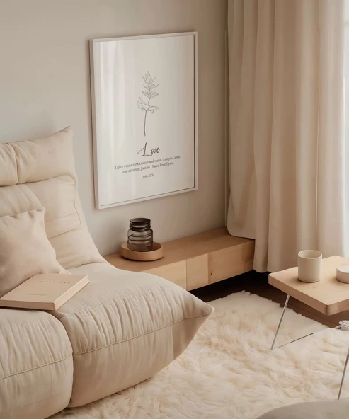 Çerçevesiz Poster El Çizimi Çiçek Motifli - Resim 5