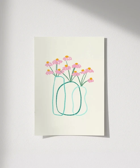 Çerçevesiz Poster Minimal Çiçek Vurgusu ürün görseli