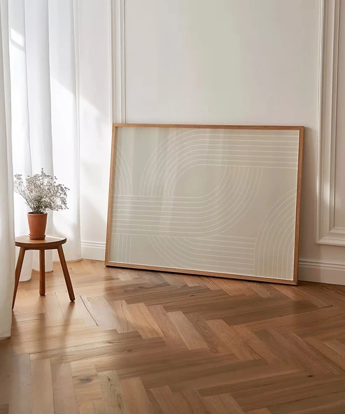 Çerçevesiz Poster Geometrik Kavisli Çizgiler - Resim 4