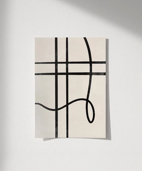 Çerçevesiz Poster Soyut Geometrik Hatlar Minimalist ürün görseli