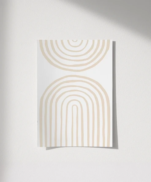 Çerçevesiz Poster Nötr Tonlarda Geometrik Desenli ürün görseli