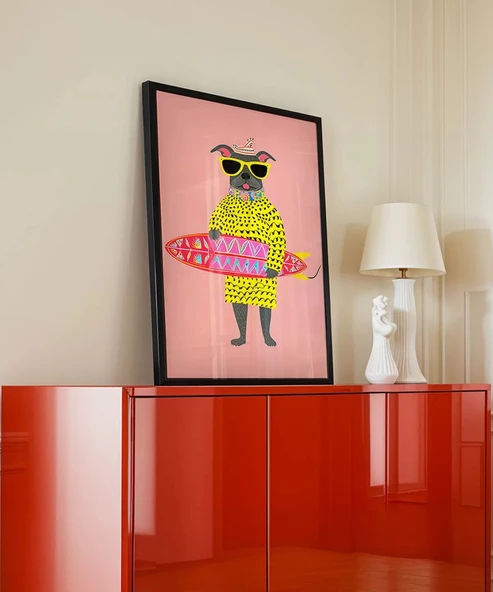 Çerçevesiz Poster Eğlenceli Dalga Avcısı - Resim 5