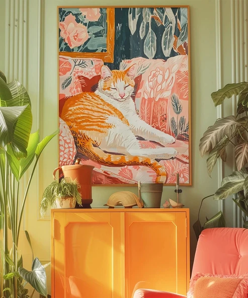 Çerçevesiz Poster Kedinin Gün Batımı Keyfi - Resim 5