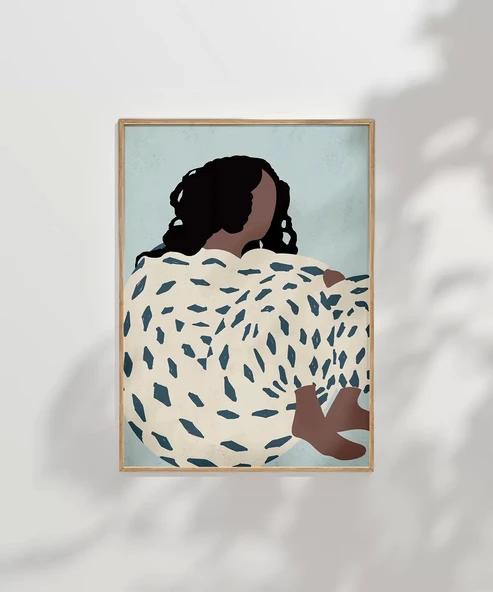 Çerçevesiz Poster Mavi Dokularla Sarılmak ürün görseli