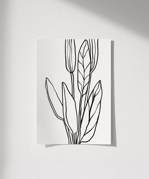 Çerçevesiz Poster Soyut Bitki Formları Grafik Sanat ürün görseli