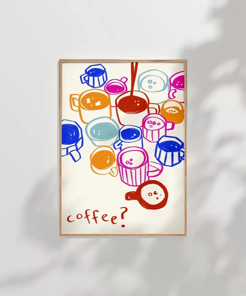 Çerçevesiz Poster Renkli Kahve Dünyası - Resim 6