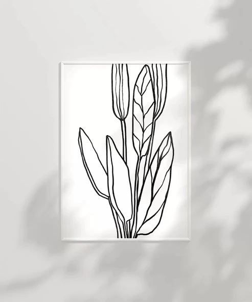 Çerçevesiz Poster Soyut Bitki Formları Grafik Sanat - Resim 2