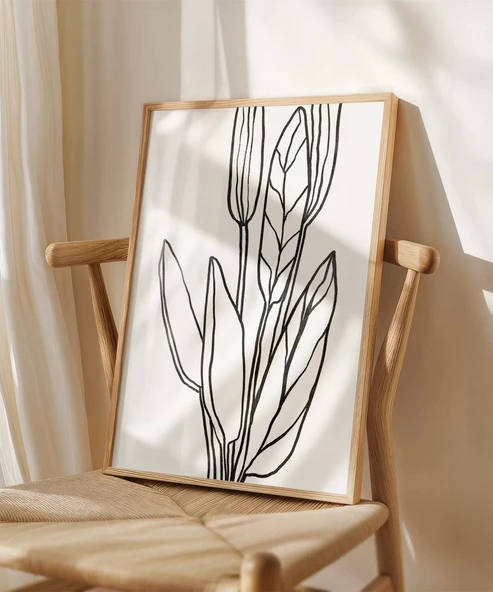 Çerçevesiz Poster Soyut Bitki Formları Grafik Sanat - Resim 5