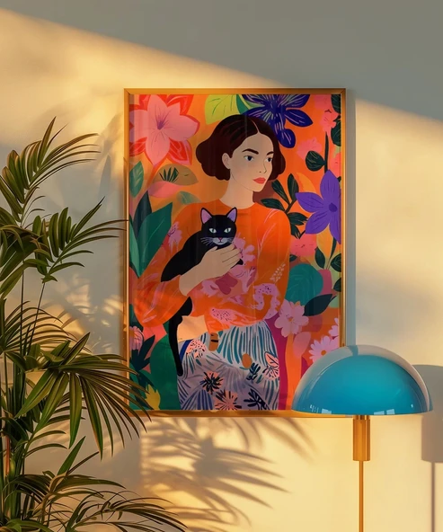 Çerçevesiz Poster Siyah Kedinin Bahçesi - Resim 4