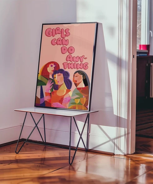 Çerçevesiz Poster Kız Çocukları Her Şeye Kadir - Resim 5