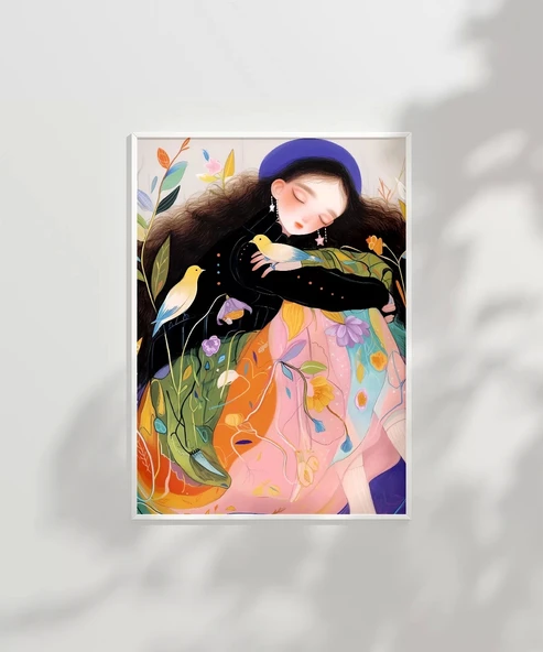 Çerçevesiz Poster Kuşlarla Bahar Hissi - Resim 2